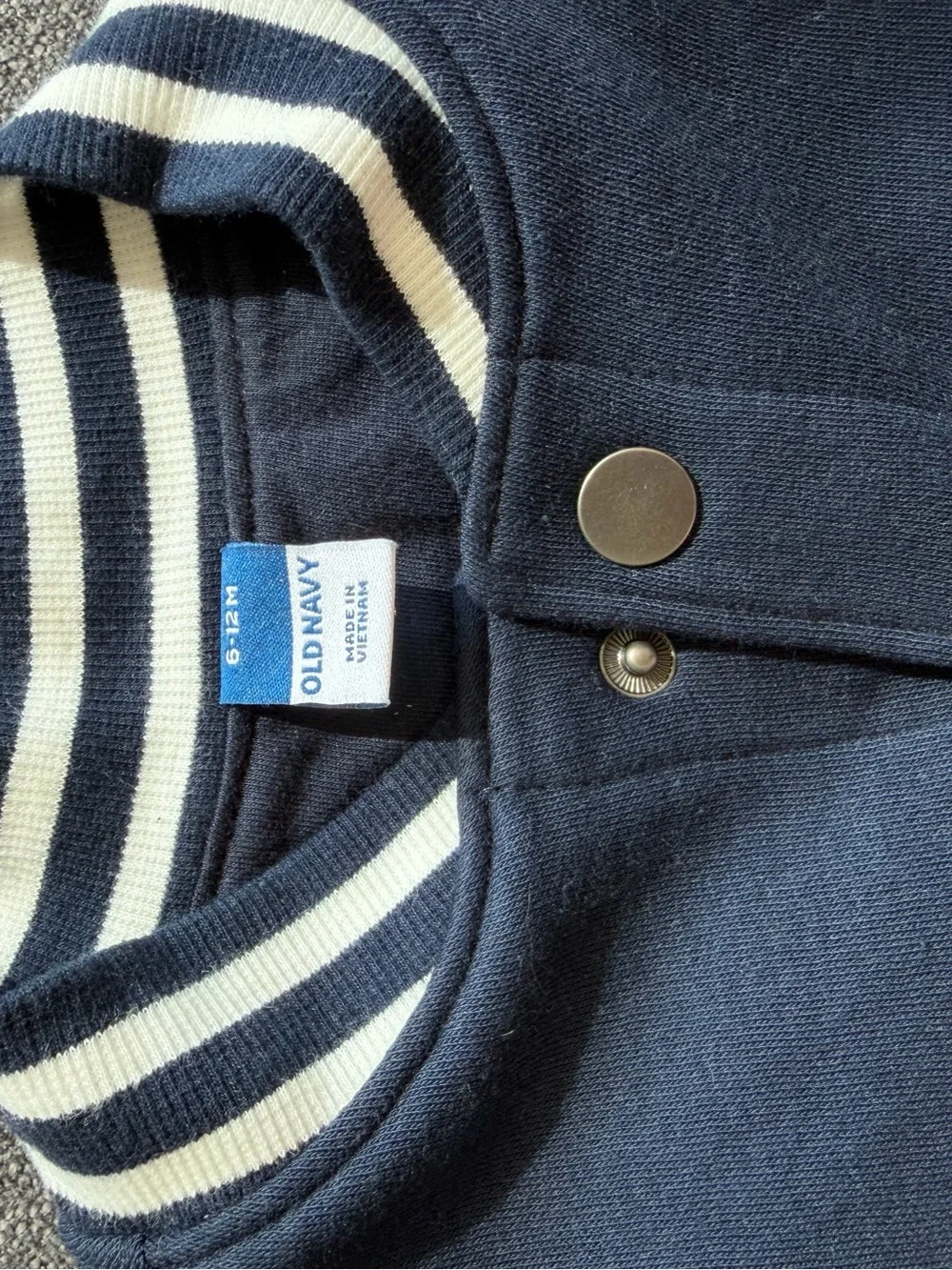 NWT Old Navy button front bomber letterman jacket for toddlers 6-12 months